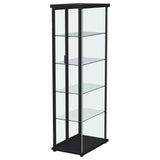 Aero Black 5-Shelf Display Curio Cabinet with LED and Clear Tempered Glass Shelves