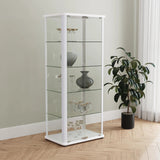 Aero Glossy White 5-Shelf Display Curio Cabinet with LED and Clear Tempered Glass Shelves