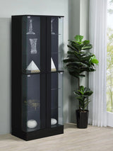 Cabra Black High Gloss Display Case Curio Cabinet with Glass Shelves and LED Lighting