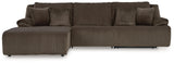 Top Tier Chocolate 3-Piece RAF Chaise Reclining Sectional