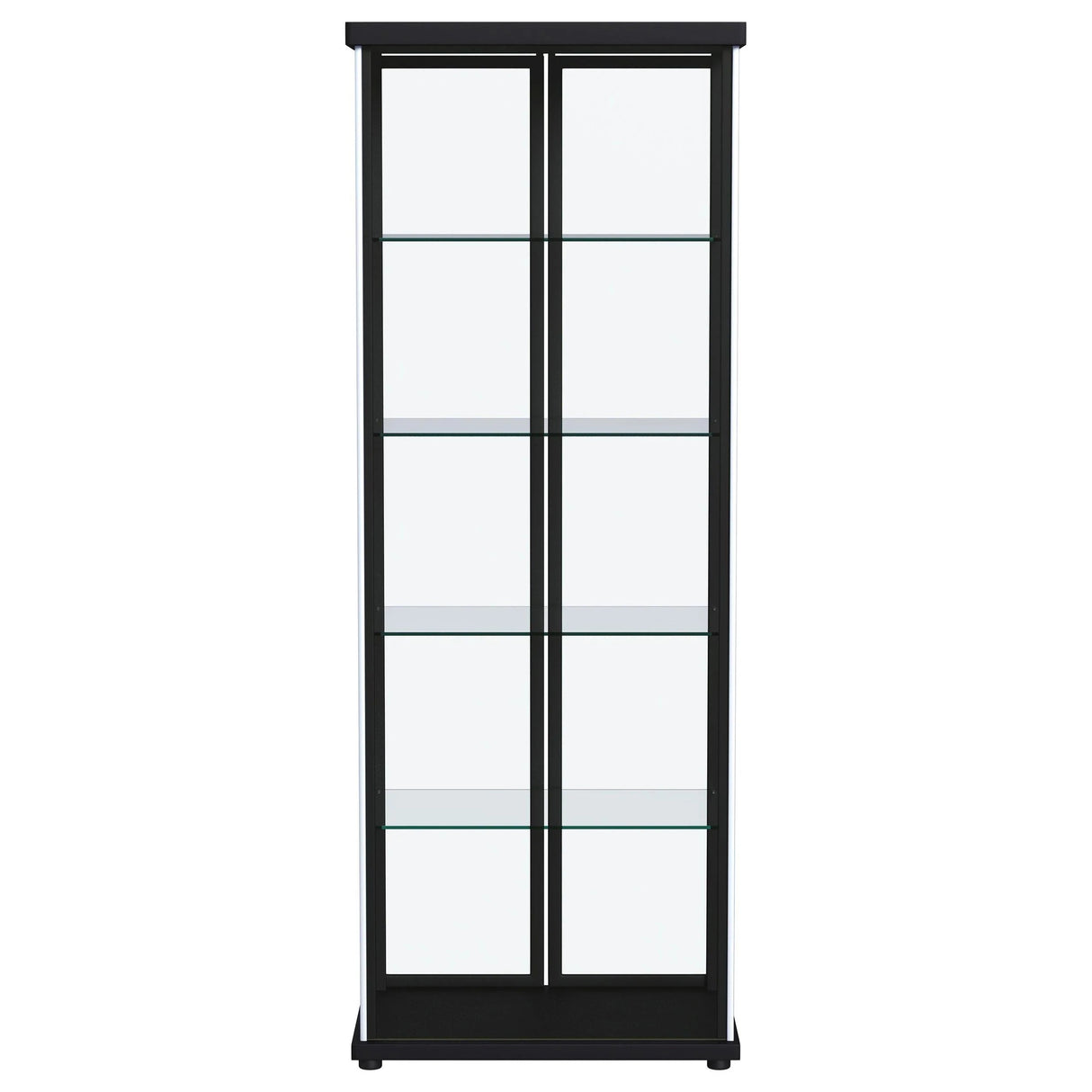 Aero Black 5-Shelf Display Curio Cabinet with LED and Clear Tempered Glass Shelves