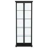 Aero Black 5-Shelf Display Curio Cabinet with LED and Clear Tempered Glass Shelves