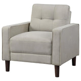 Bowen Beige Upholstered Track Arms Tufted Chair