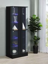 Cabra Black High Gloss Display Case Curio Cabinet with Glass Shelves and LED Lighting