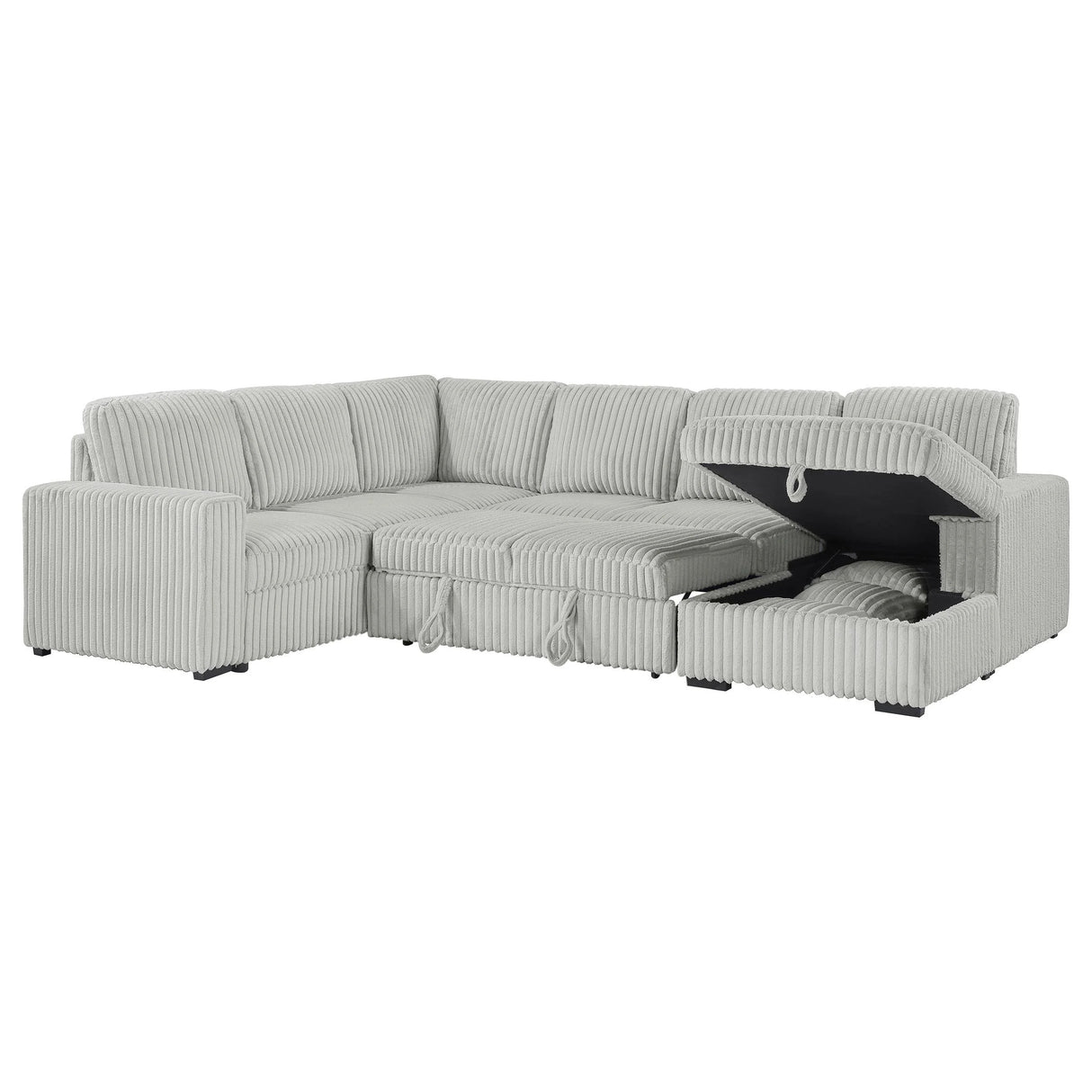 Devonshire Gray Sleeper Sectional Sofa Storage Chaise