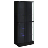 Cabra Black High Gloss Display Case Curio Cabinet with Glass Shelves and LED Lighting