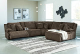 Top Tier Chocolate 6-Piece RAF Chaise Reclining Sectional
