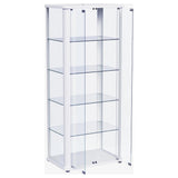 Aero Glossy White 5-Shelf Display Curio Cabinet with LED and Clear Tempered Glass Shelves
