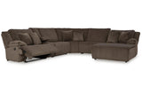 Top Tier Chocolate 6-Piece LAF Chaise Reclining Sectional