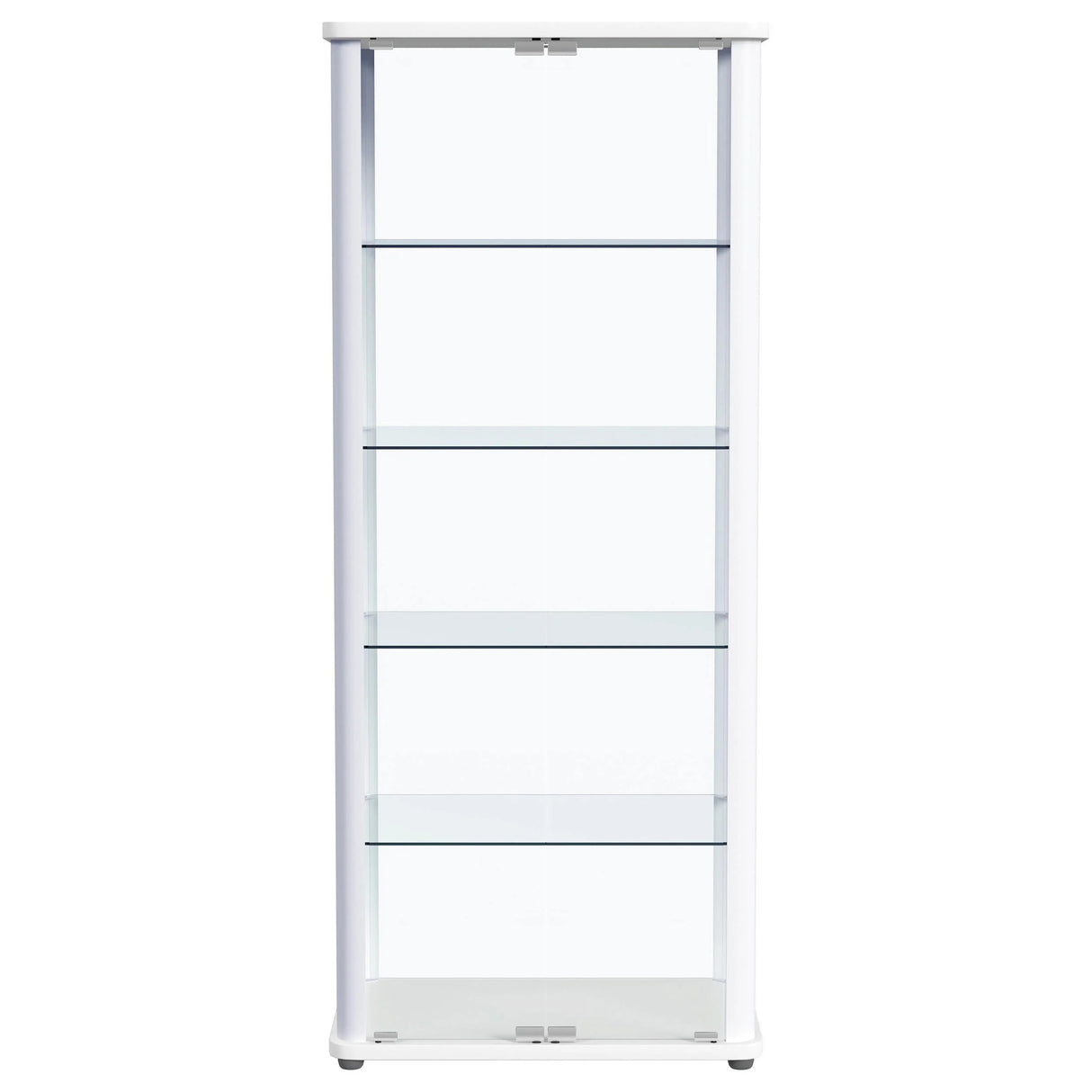 Aero Glossy White 5-Shelf Display Curio Cabinet with LED and Clear Tempered Glass Shelves