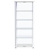 Aero Glossy White 5-Shelf Display Curio Cabinet with LED and Clear Tempered Glass Shelves
