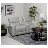 Greenfield Ivory Upholstered Power Reclining Loveseat with Console
