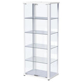 Aero Glossy White 5-Shelf Display Curio Cabinet with LED and Clear Tempered Glass Shelves
