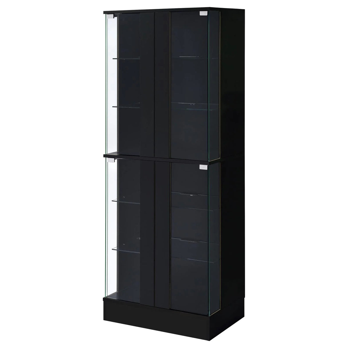 Cabra Black High Gloss Display Case Curio Cabinet with Glass Shelves and LED Lighting
