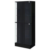 Cabra Black High Gloss Display Case Curio Cabinet with Glass Shelves and LED Lighting