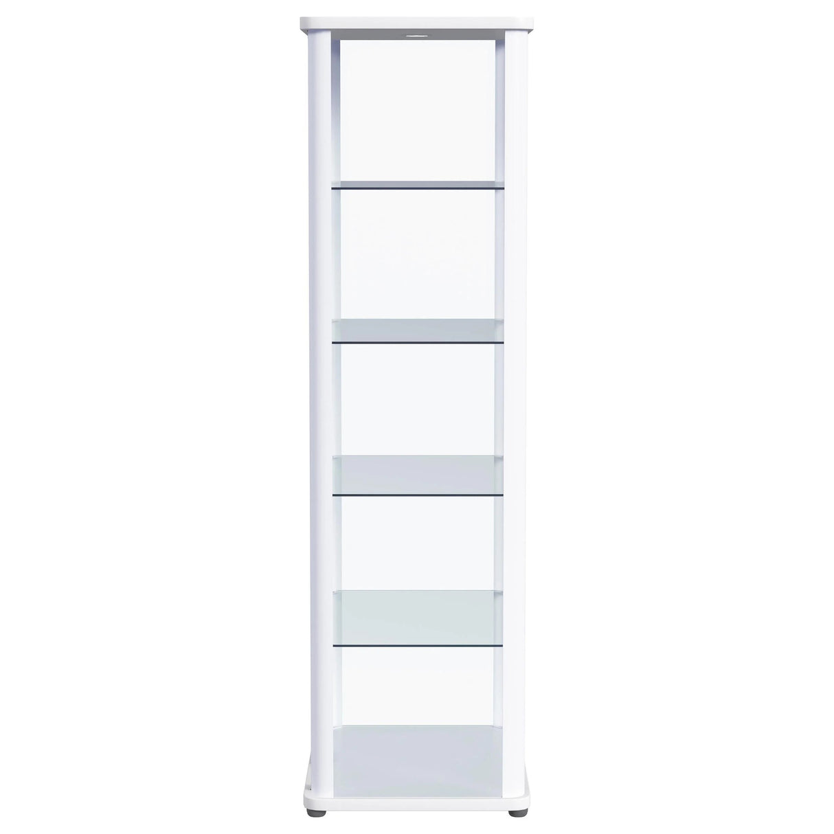 Aero Glossy White 5-Shelf Display Curio Cabinet with LED and Clear Tempered Glass Shelves