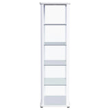 Aero Glossy White 5-Shelf Display Curio Cabinet with LED and Clear Tempered Glass Shelves