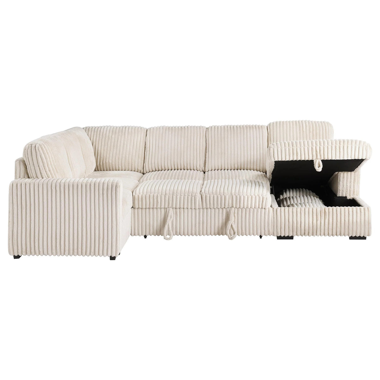 Devonshire Camel Sleeper Sectional Sofa Storage Chaise