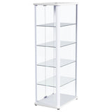 Aero Glossy White 5-Shelf Display Curio Cabinet with LED and Clear Tempered Glass Shelves