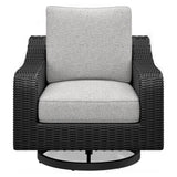 Beachcroft Black/Light Gray Outdoor Swivel Lounge with Cushion