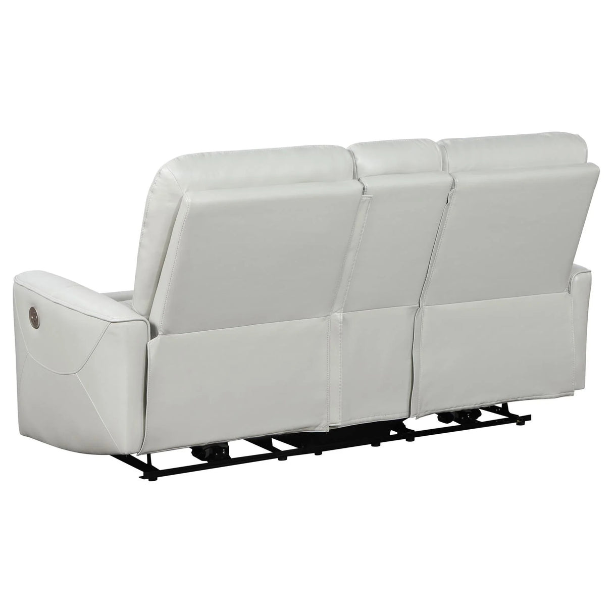 Greenfield Ivory Upholstered Power Reclining Loveseat with Console