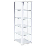 Aero Glossy White 5-Shelf Display Curio Cabinet with LED and Clear Tempered Glass Shelves