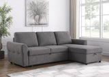 Samantha Gray Upholstered Sleeper Sofa Sectional with Storage Chaise