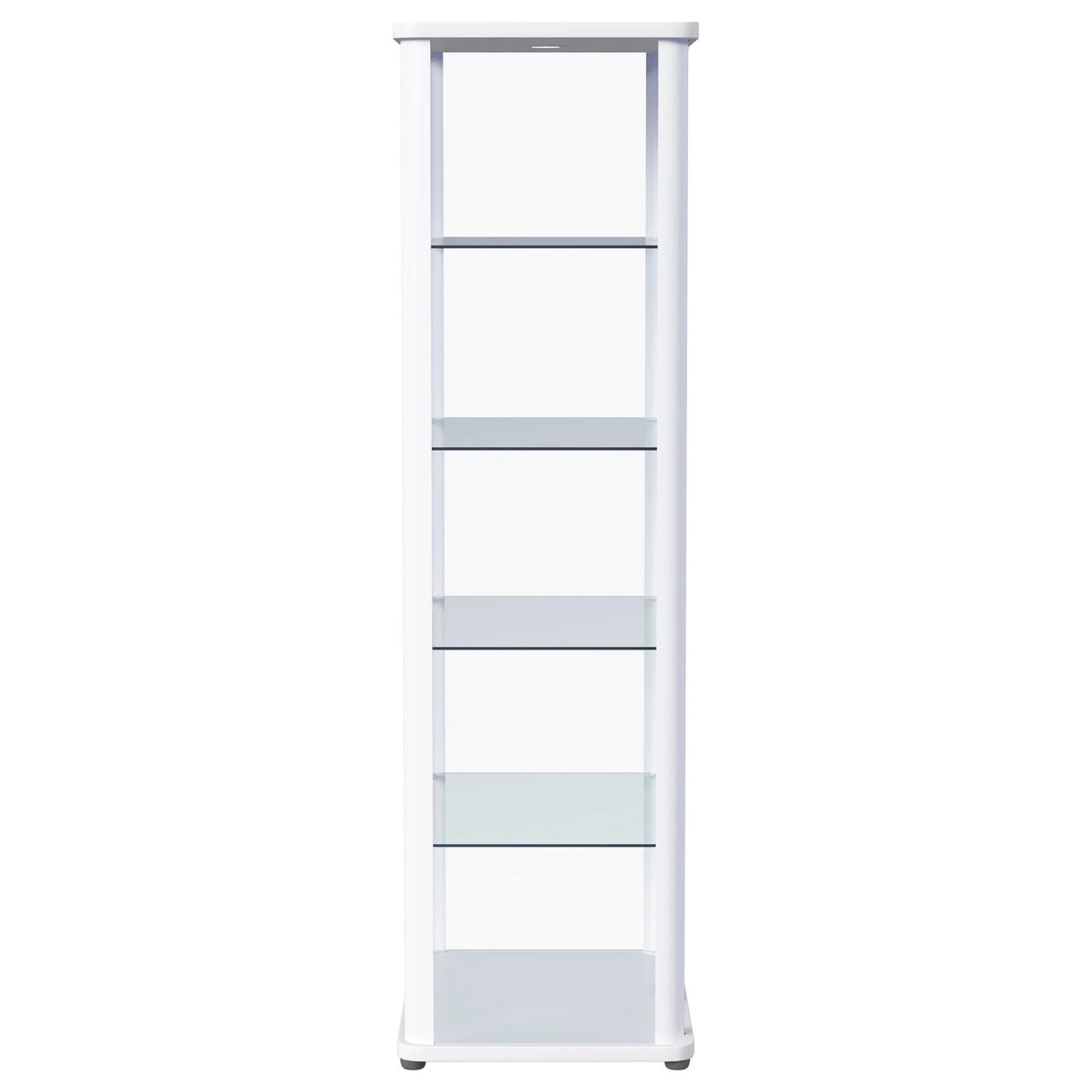 Aero Glossy White 5-Shelf Display Curio Cabinet with LED and Clear Tempered Glass Shelves
