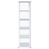 Aero Glossy White 5-Shelf Display Curio Cabinet with LED and Clear Tempered Glass Shelves