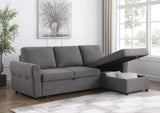 Samantha Gray Upholstered Sleeper Sofa Sectional with Storage Chaise
