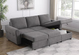 Samantha Gray Upholstered Sleeper Sofa Sectional with Storage Chaise
