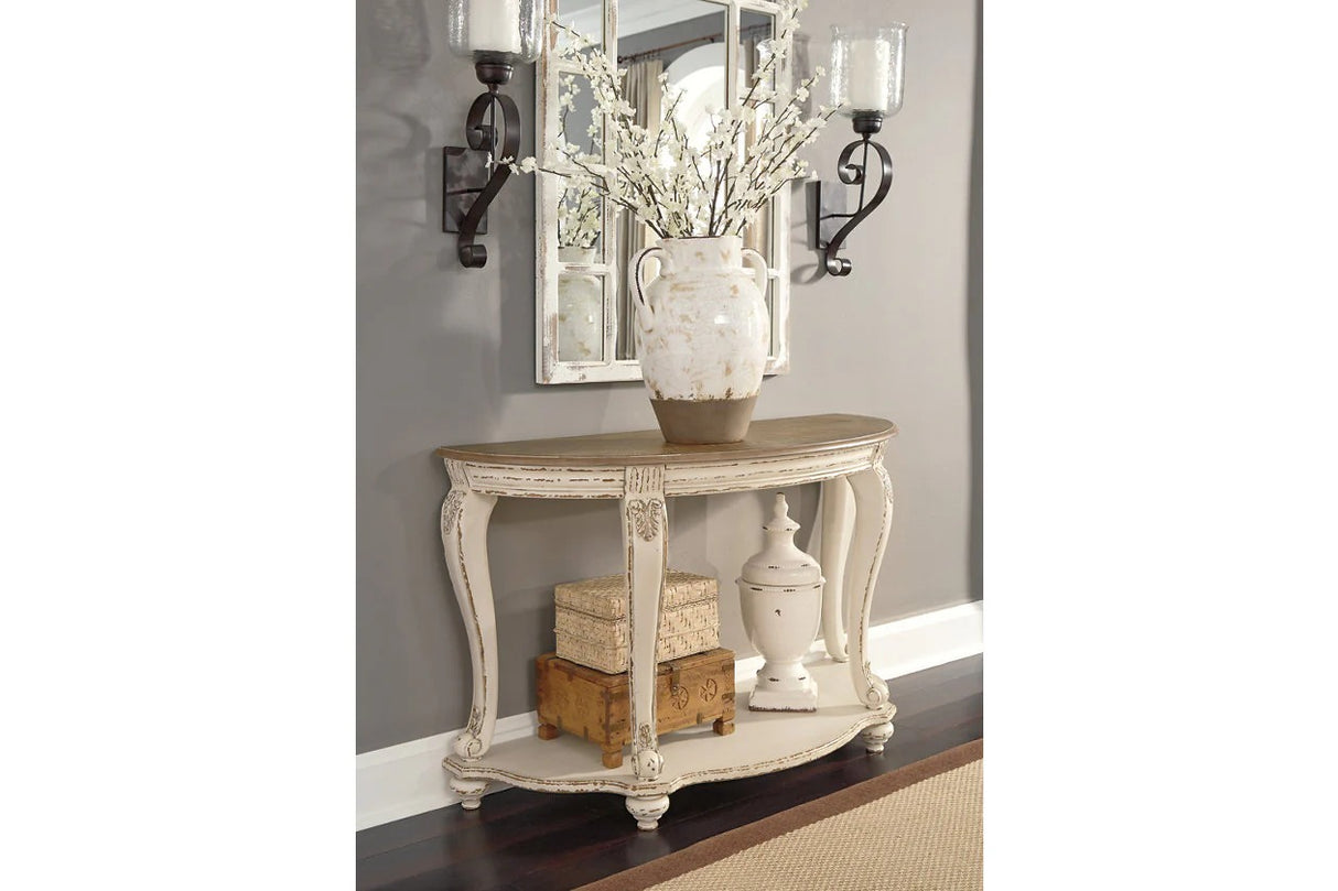 Realyn White/Brown Sofa Table