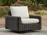 Kimora Beige/Dark Brown Outdoor Swivel Lounge Chair