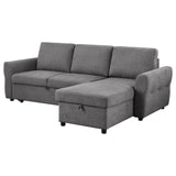 Samantha Gray Upholstered Sleeper Sofa Sectional with Storage Chaise