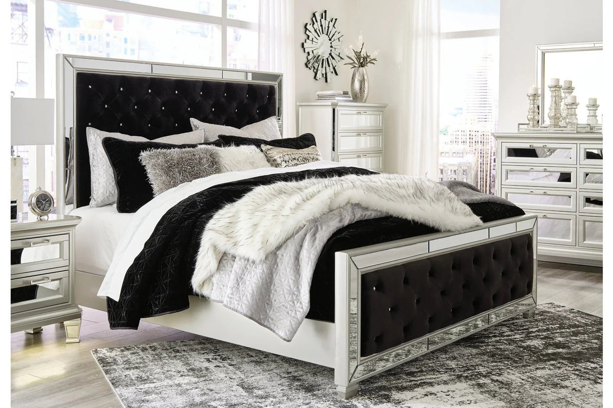 Lindenfield Silver Queen Upholstered Panel Bed