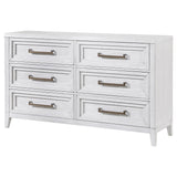 Marielle Distressed White 6-Drawer Bedroom Dresser