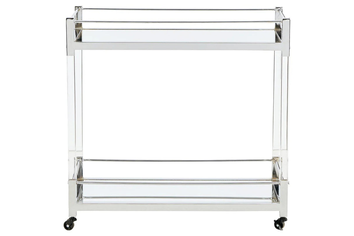 Chaseton Clear/Silver Finish Bar Cart