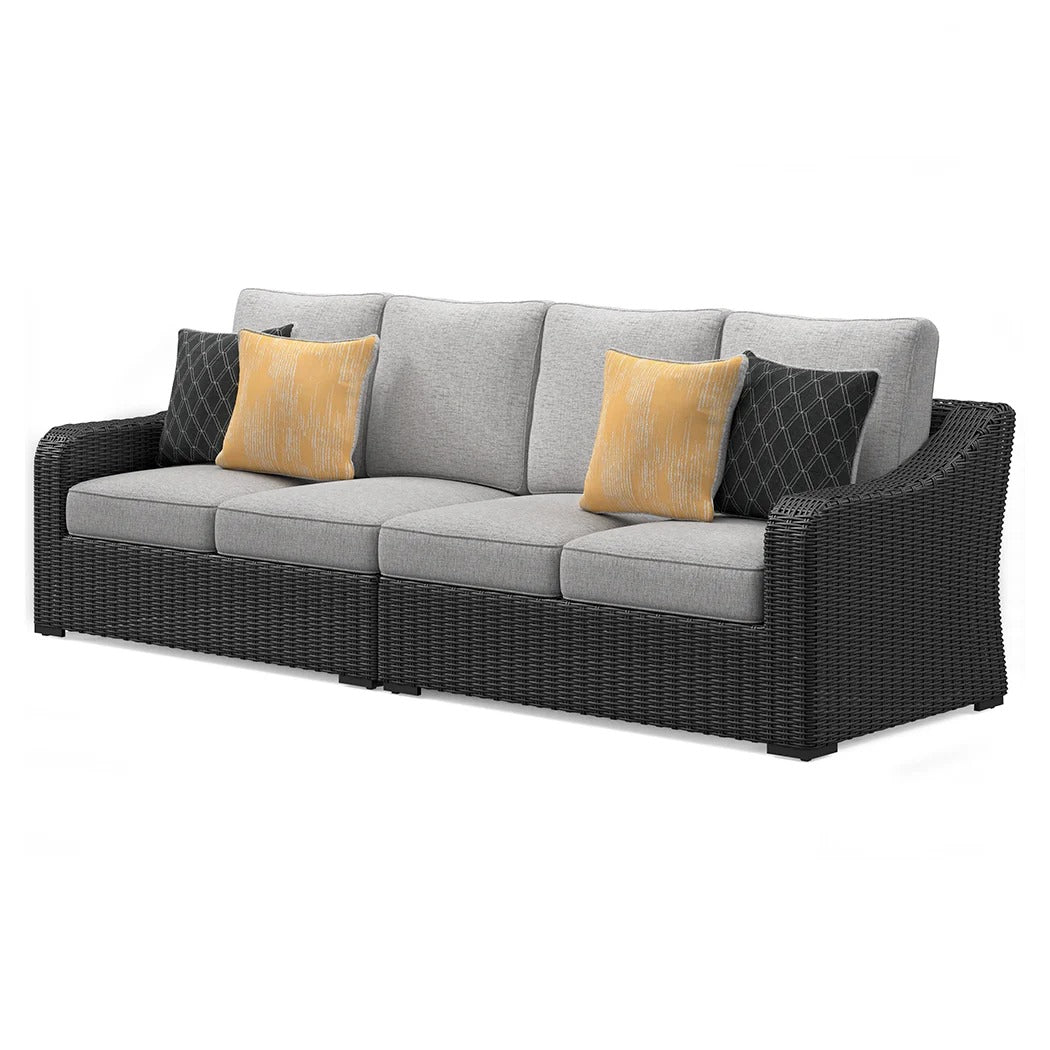 Beachcroft Black/Light Gray 2-Piece Outdoor Sofa with Cushion