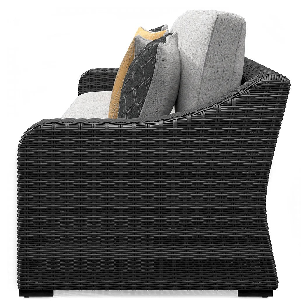 Beachcroft Black/Light Gray 2-Piece Outdoor Sofa with Cushion