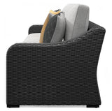 Beachcroft Black/Light Gray 2-Piece Outdoor Sofa with Cushion