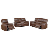 Greenfield Saddle Brown Upholstered Power Reclining Living Room Set