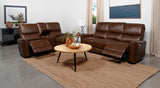 Greenfield Saddle Brown Upholstered Power Reclining Living Room Set
