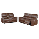 Greenfield Saddle Brown Upholstered Power Reclining Living Room Set
