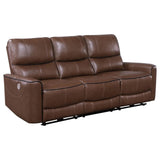 Greenfield Saddle Brown Upholstered Power Reclining Living Room Set