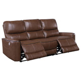 Greenfield Saddle Brown Upholstered Power Reclining Living Room Set