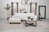 Caspian White and Black Upholstered Curved Arms Sectional Sofa