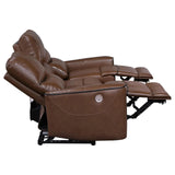 Greenfield Saddle Brown Upholstered Power Reclining Living Room Set