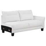 Caspian White and Black Upholstered Curved Arms Sectional Sofa