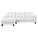 Caspian White and Black Upholstered Curved Arms Sectional Sofa