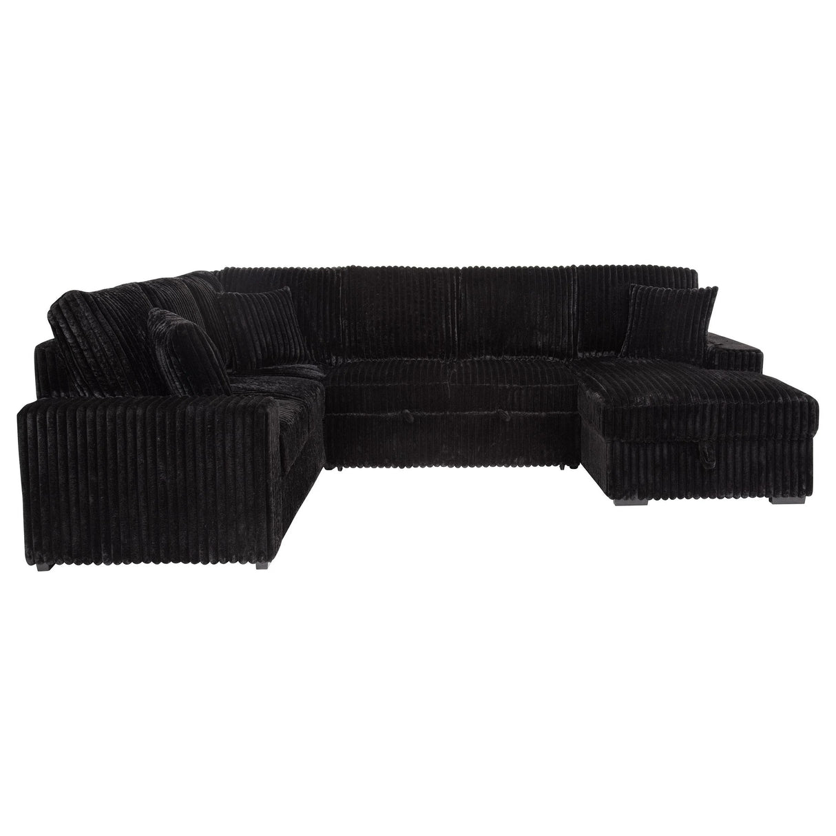 Devonshire Black Sleeper Sectional Sofa with Storage Chaise